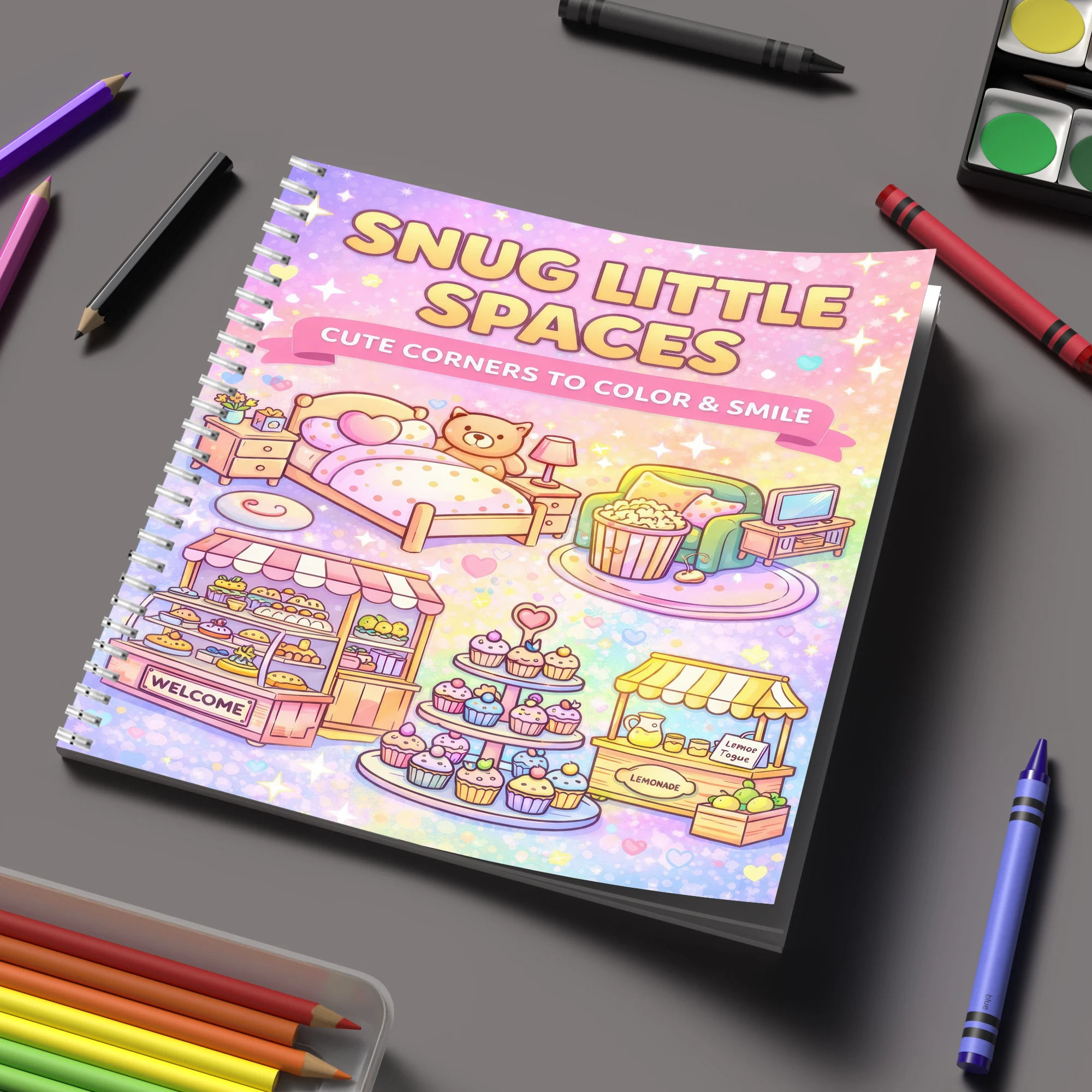Adult Coloring Book Stress Relief - كتاب تلوين للبالغين بتصميم المساحات الصغيرة،