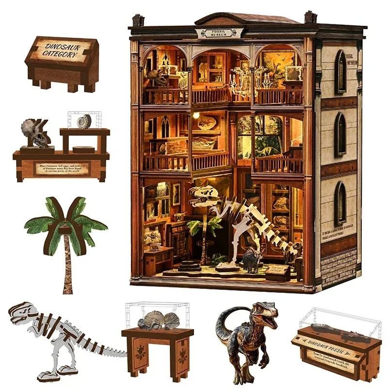 طقم تجميع رف الكتب المصغر بتصم - مراجعة Diy Wooden Book Nook Kit Shelf Insert وسعره