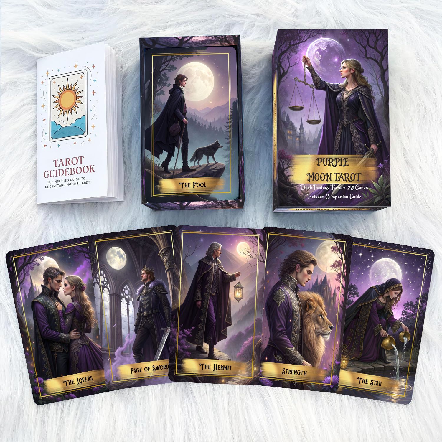 مجموعة بطاقات التاروت بيربل مو - مراجعة Tarot Deck With Guidebook وسعره