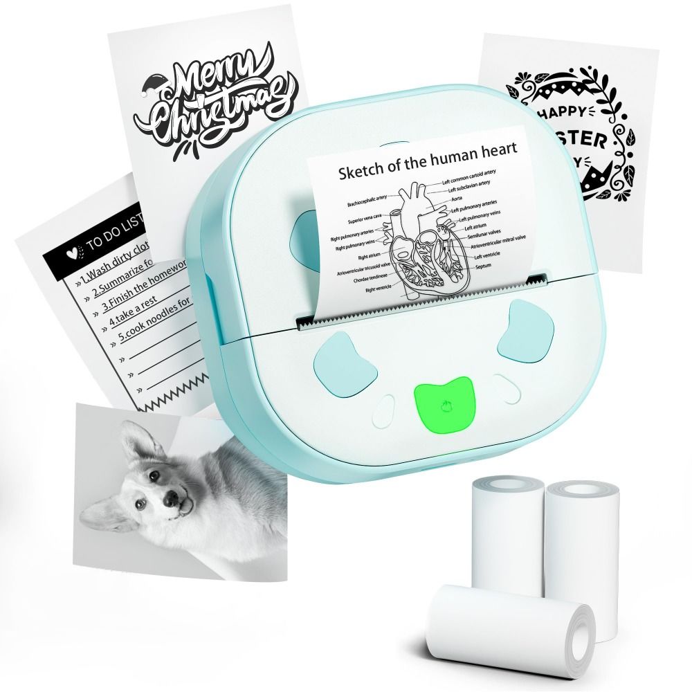 طابعة ملصقات صغيرة مع 3 لفات و - مراجعة Mini Pocket Thermal Printer Paper Roll وسعره