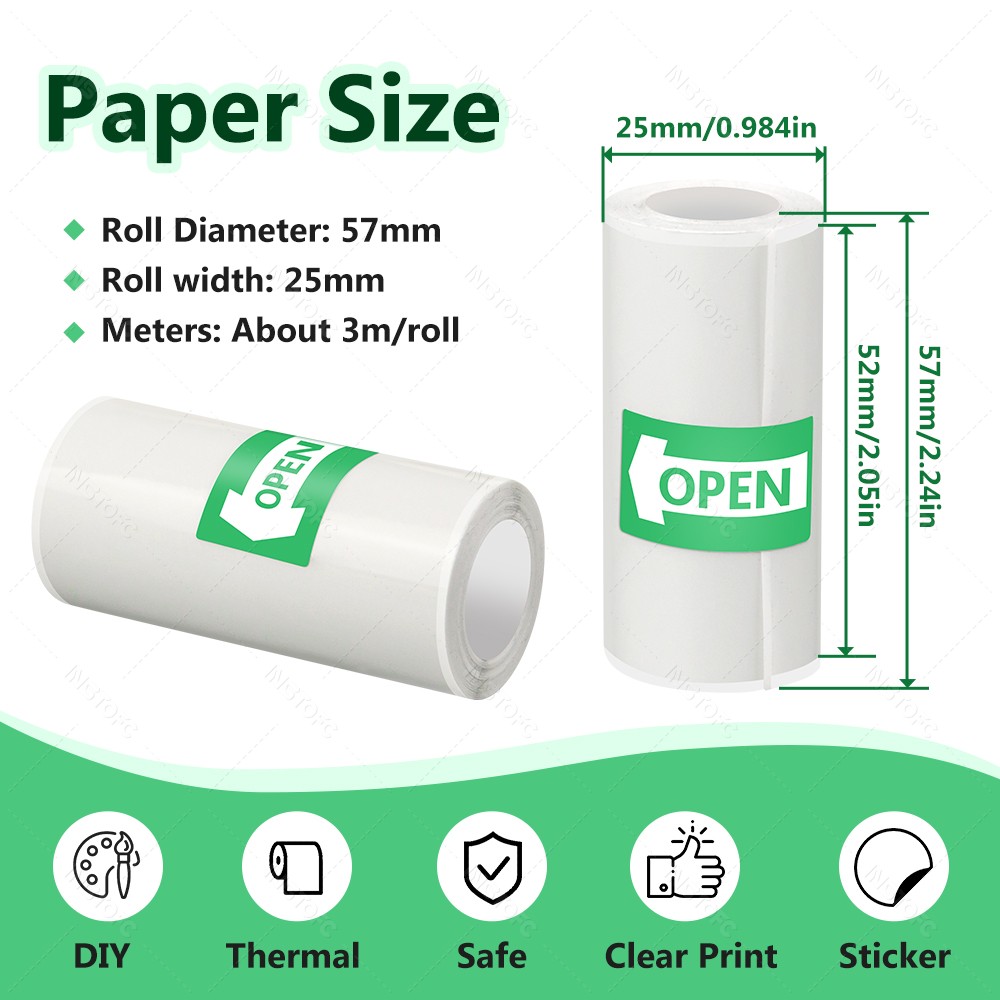 ورق لاصق قابل للطباعة 3 ~ 15 ق - مراجعة Mini Pocket Thermal Printer Paper Roll وسعره